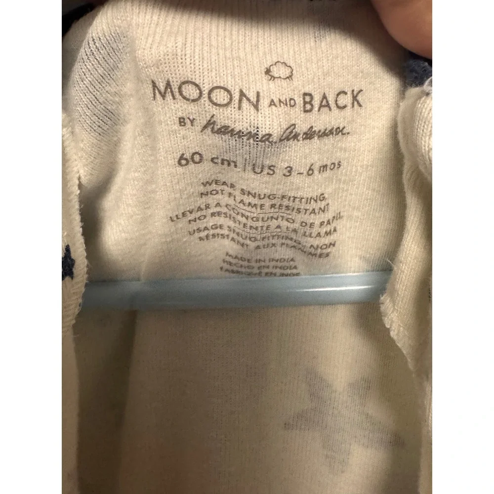 Moon and Back by Hanna Andersson Baby Star Print Organic Cotton Sleeper 3-6M
